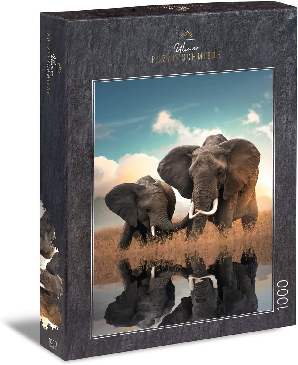 1000 Stukjes Puzzel Olifanten Vader en Zoon Afrikaans Natuur