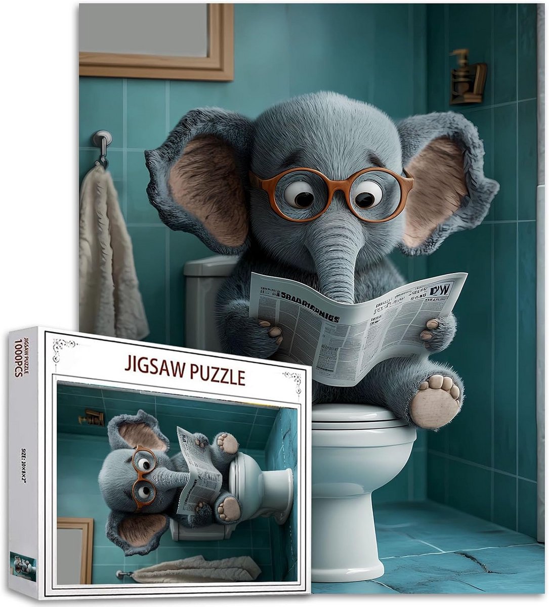 1000-delige Legpuzzel 'Olifant Gaan Naar Het Toilet' voor Volwassenen en Familie