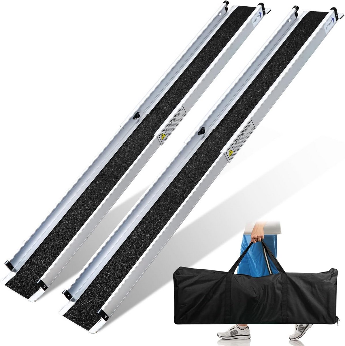 2x Robotische Hellingen Aluminium voor Rolstoel Scooters Aanpasbare Lengte tot 300kg