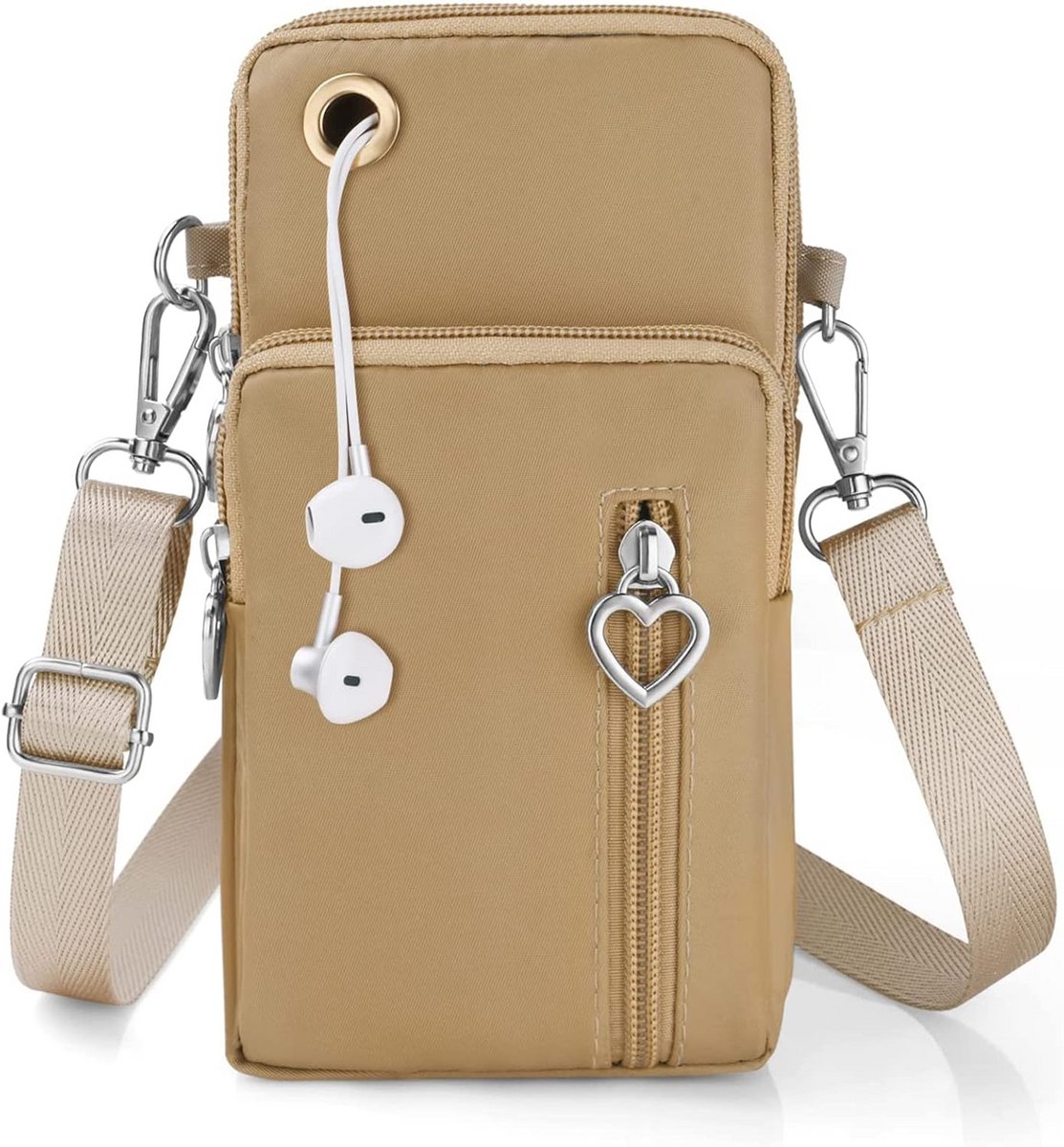 Nylon Schoudertas voor Mobiele Telefoon (Minder dan 7 Inch) met Koptelefoonaansluiting