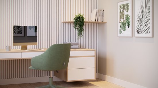 Barnwoodweb Akoestisch Paneel White Matte – 260 × 56 × 1,8 cm - Design Geluidsabsorberend Wandpaneel