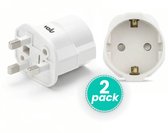 Valu Reisstekker Engeland – Engelse Stekker – Reisstekker UK – Reisstekker Type G – Verloopstekker Engeland – Wereldstekker - 2x Wit