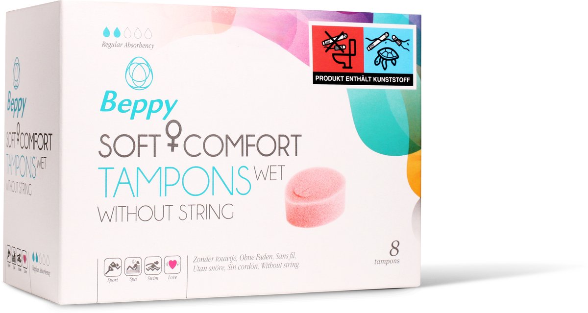 Beppy Soft+Comfort Tampons WET - 8 stuks - zonder touwtje