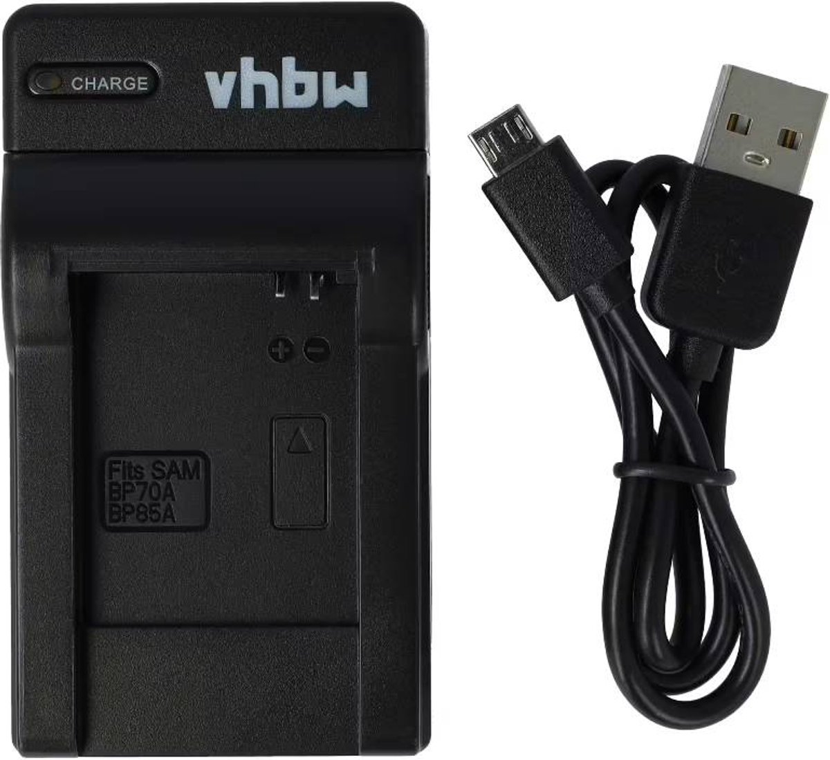 vhbw USB-C-oplader compatibel met Samsung DV180F, ES70, ES65, ES73, DV150, ES71, DV150F camera/camcorder - oplaadstation + USB-C-kabel met oplaadindicator