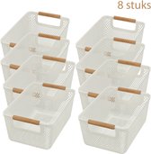 Opbergmand Set van 8 – 9L Opbergboxen - Mandjes Riet – Stapelbare Opbergdozen voor Kinderkamer, Keukenkast en Kledingkast Organizer