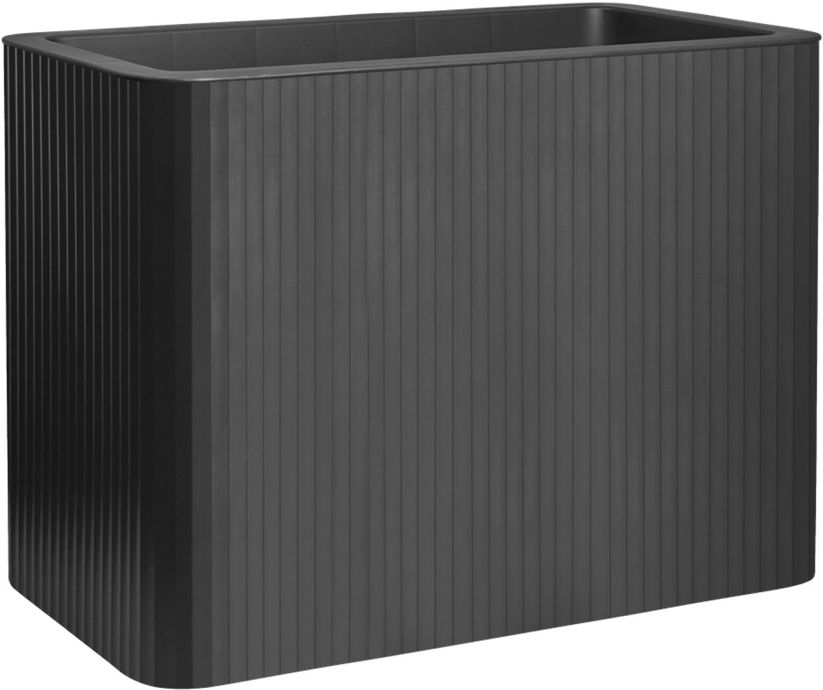Florus Jive Terras Hoog Stripe 80cm - Plantenbak voor Buiten -100% Gerecycled Plastic – L39 x W78 x H60.2 - Antraciet