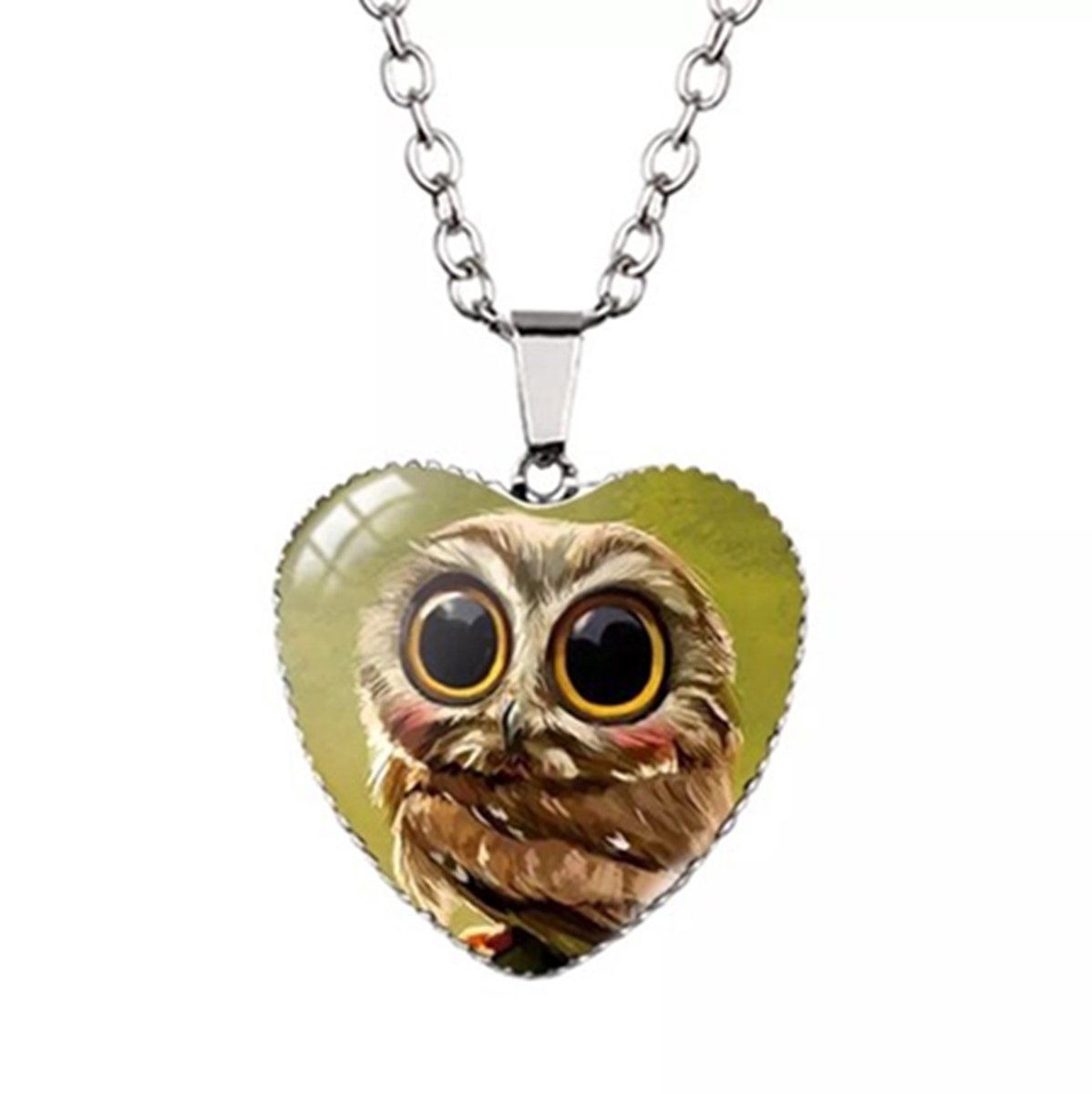 Hartvormige Ketting Uil - Verzilverd - 60 cm - Vogel - EmmyRovi