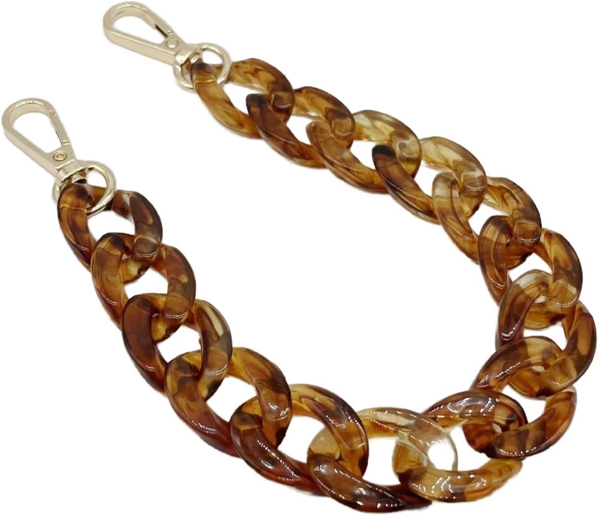 Allecto- Vintage Zakketting Acryl - Telefoonketting - Schouderriem - DIY Tassenaccessoires - Koffie