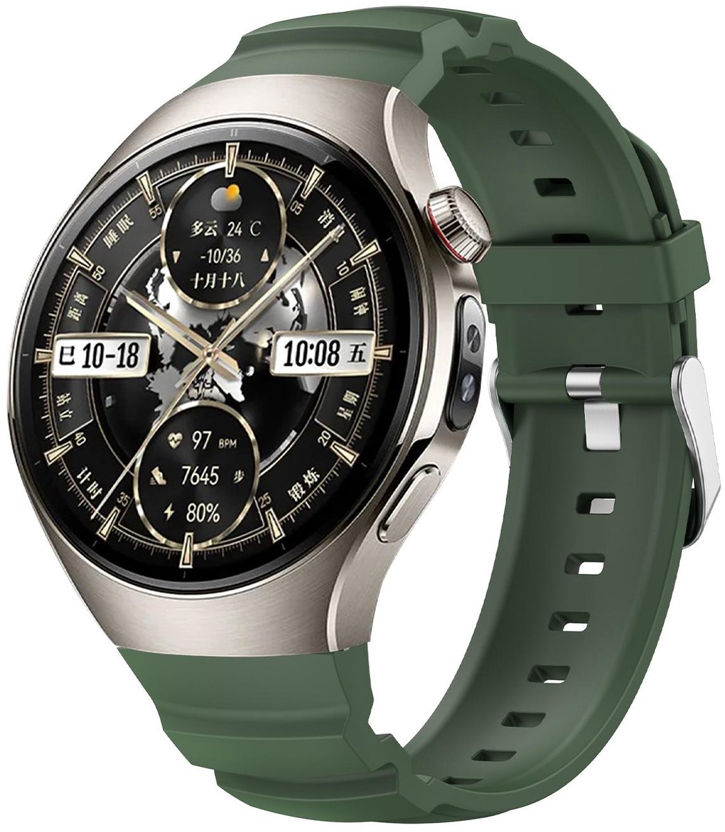 By Qubix - Contour siliconen band 'True Fit' - Donkergroen - geschikt voor Huawei Watch 5 - 46mm