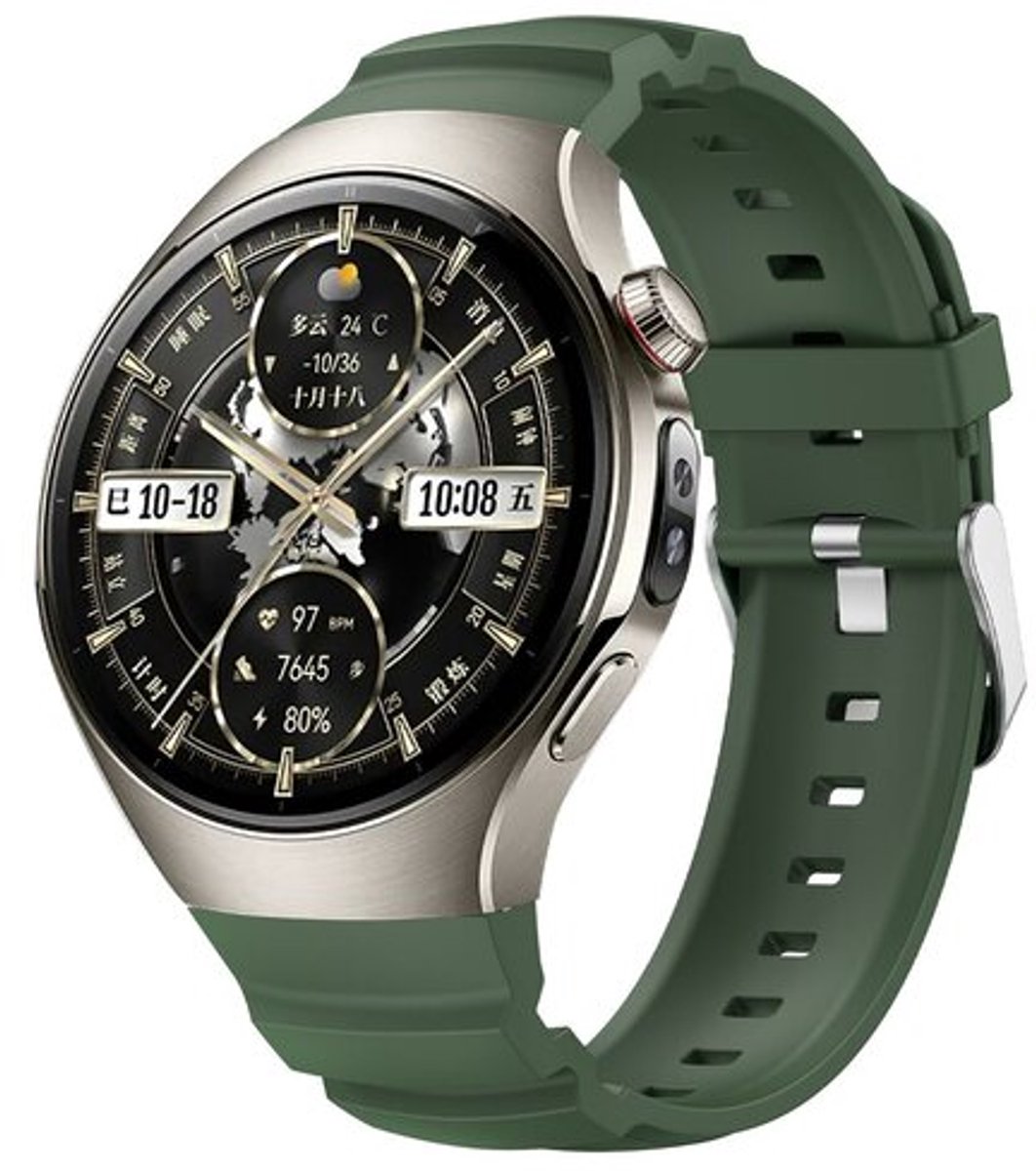 By Qubix - Contour siliconen band 'True Fit' - Donkergroen - geschikt voor Huawei Watch 5 - 42mm