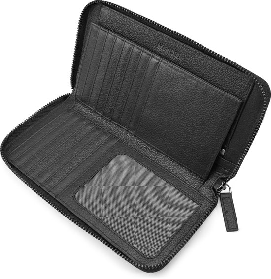 Portefeuille en cuir noir avec blocage RFID Lauri