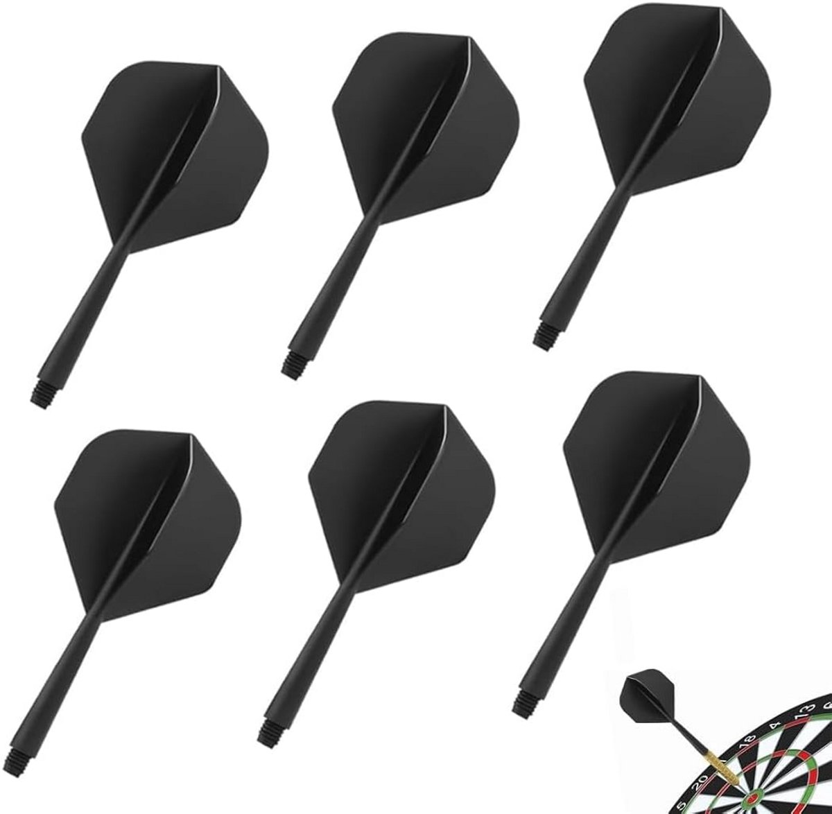 6 Stuks Stevige Dartflights met Geïntegreerde Schachten, Universele Schroefdraad voor Darts