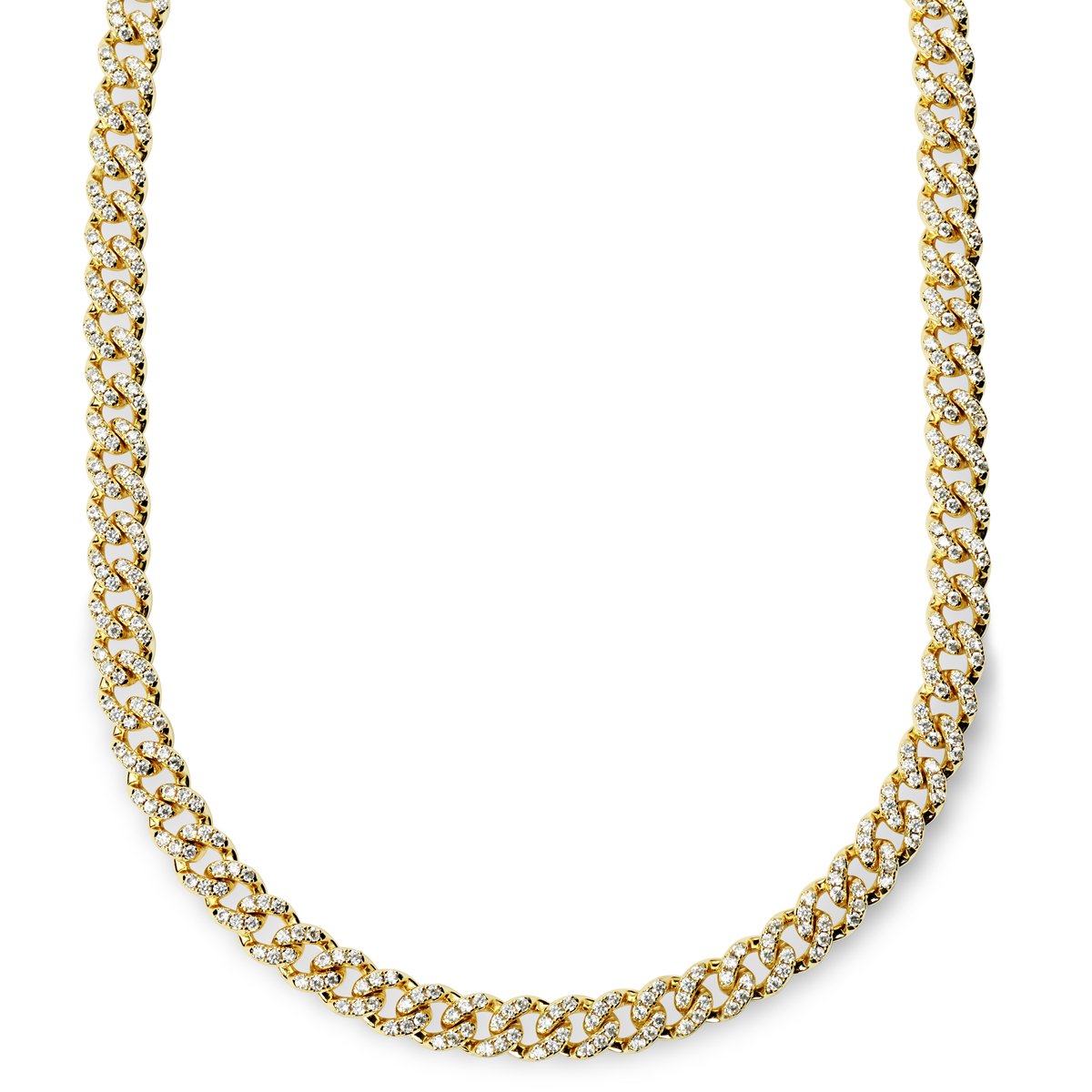 Nicos | 8 mm Goudkleurige Cubaanse Ketting met Zirkonia's