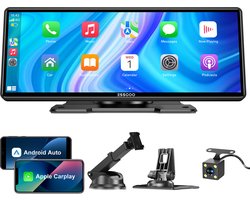 ESSGOO CarPlay Scherm 10 Inch - Inclusief Achteruitrijcamera 6 Meter - Draadloos Apple CarPlay & Android Auto - Touchscreen - Navigatiesysteem auto