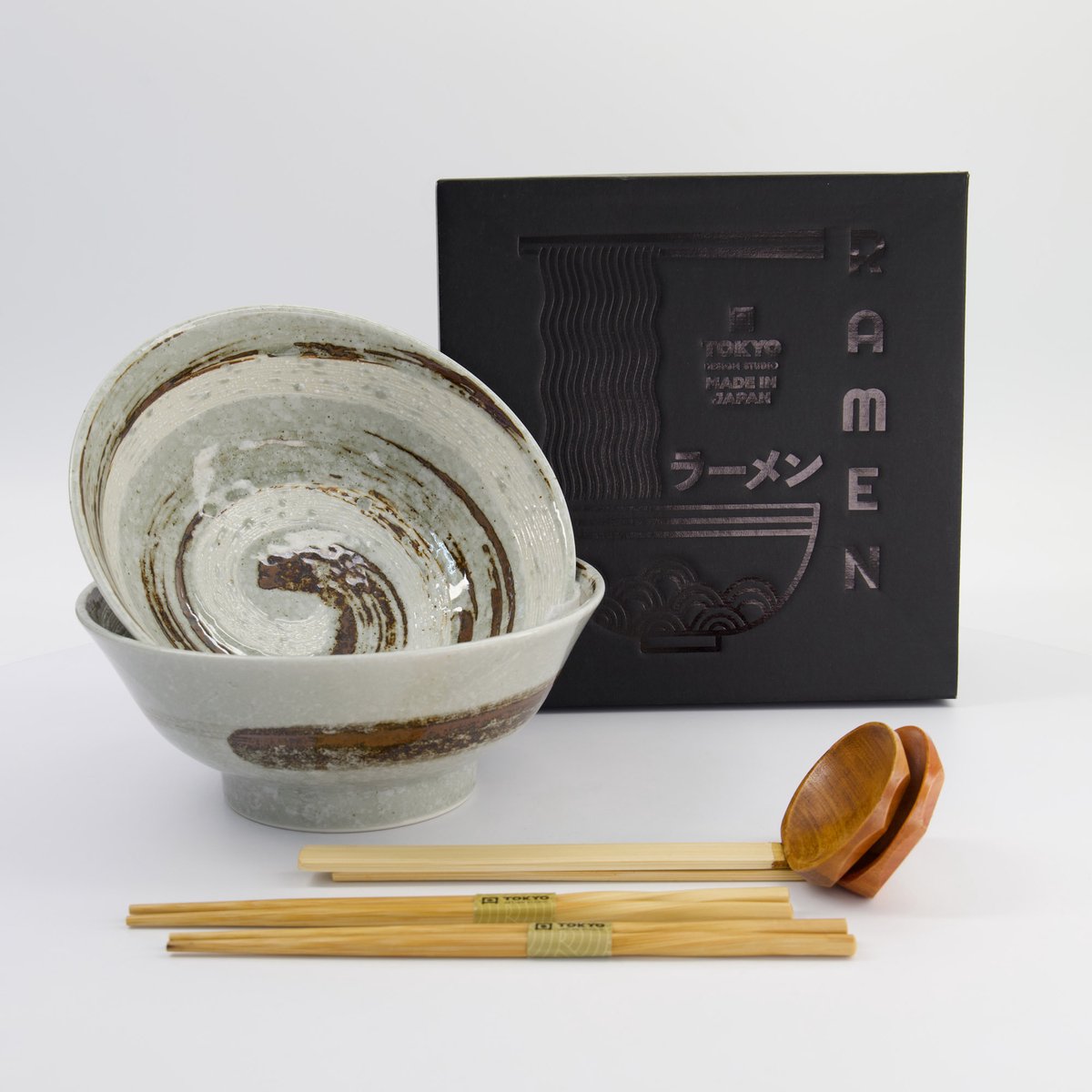 Tokyo Design Studio – Masamura Naruto – Ramen Geschenkset – 21.5x9cm – 1300ml – Bruin – 6 Stuks