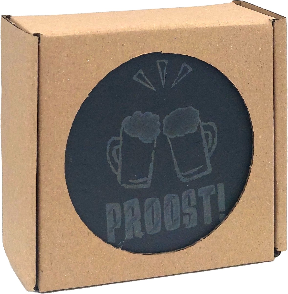 Coaster Rond (5 stuks) - Proost Bier - Met tekst gegraveerd - Natuursteen - Cadeau
