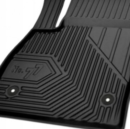 Ensemble de Tapis en Caoutchouc Premium No.77 - Adapté à Toyota Hilux VIII à partir de 2015 - Cabine Double (4 portes) - Ajustement Parfait - Élastomère TPE - Zwart - 3 pièces - FROGUM