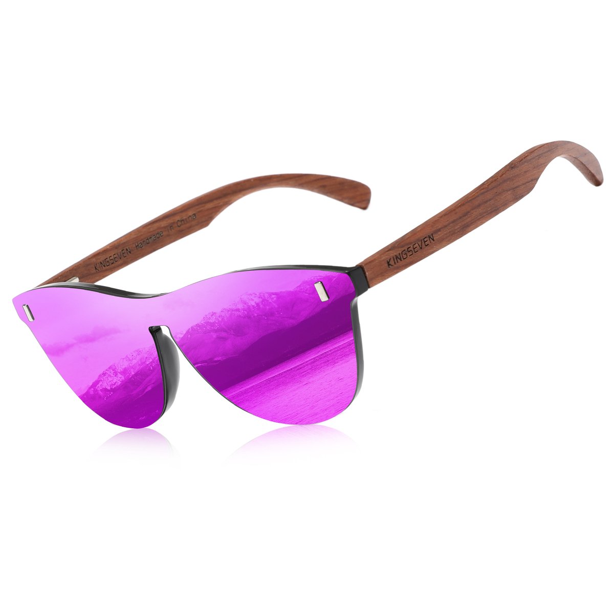 KingSeven - Purple Oculos Bamboo UV400 en polarisatie filter