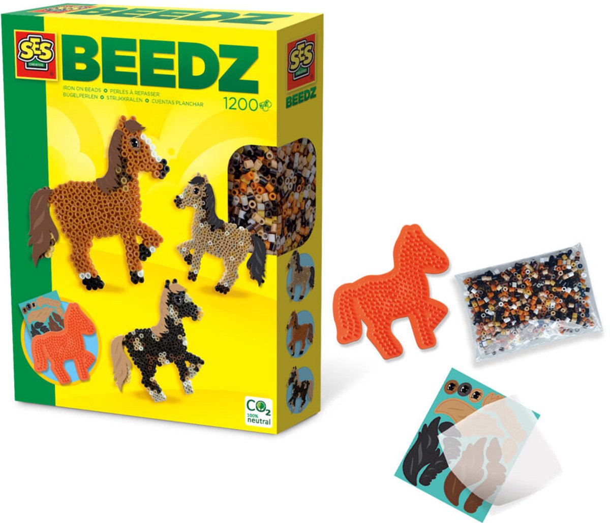 SES Creative - Beedz - Paard - 1200 Strijkkralen met Grondplaten en Strijkvellen - Vanaf 5 Jaar — afbeelding 9