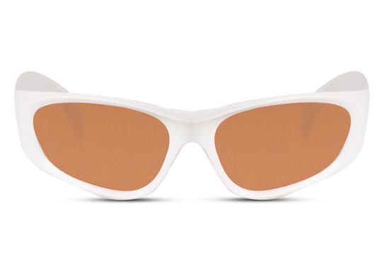 5022 Wrap around zonnebril - ovale zonnebril |Unisex |Heren & Dames bril |Biker brillen - Bruin Lens - Wit Montuur - Chunky Frame - Sunglasses - Festival Bril - Rave Bril |Trendy Party & Outdoor Bril - UV400 + brillen sleeve & doek — afbeelding 5