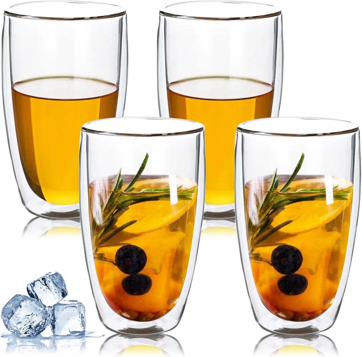 Set van 4 Dubbelwandige Glazen voor Latte Macchiato en Cappuccino - 450 ml