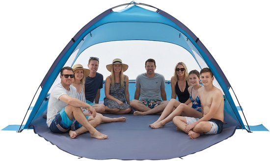 VEVOR strandtent met zonnescherm voor 8 personen, UPF 50+ bescherming, draagbare strandtent met draagtas en grondankers, lichtgewicht strandparasol voor kamperen, vissen, picknicken, zonnetent van Vevor — afbeelding 5