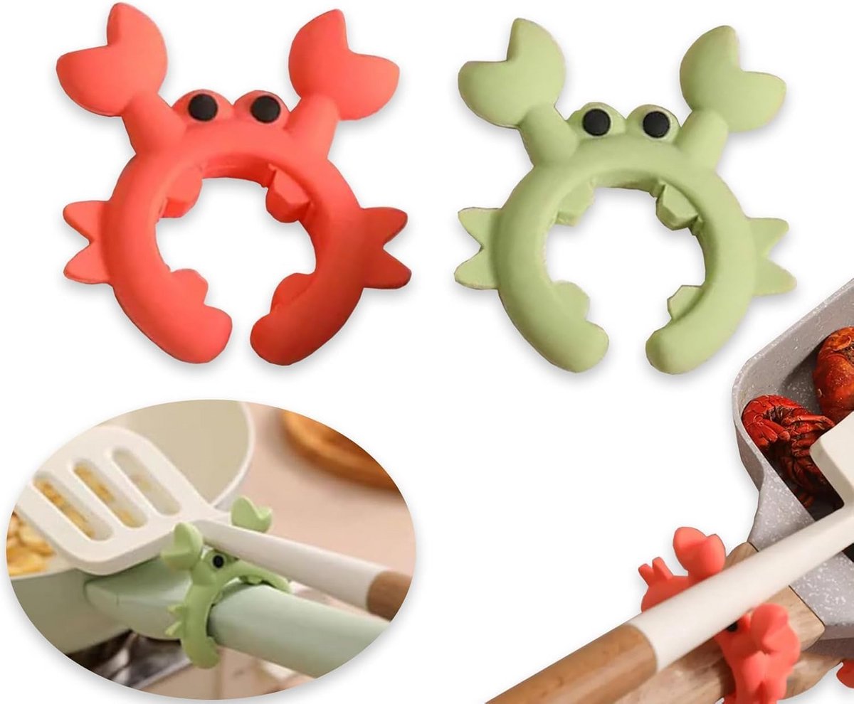 2 Stuks Kooklepel Houder Krab voor Potten en Pannen