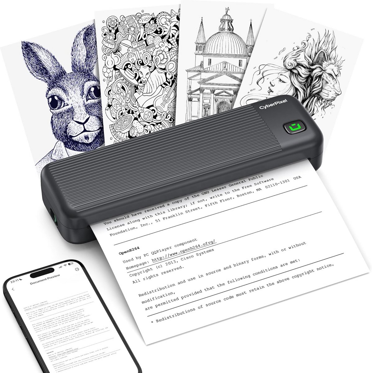 Draagbare A4 Thermische Printer voor Reizen en Mobiel Gebruik