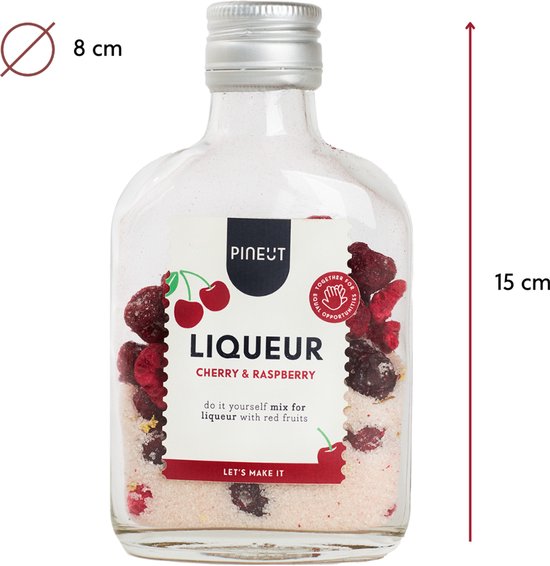 Pineut ® Cocktail Mix Likeur Kers en Framboos - Zakflacon 200 ML - Origineel DIY Cadeau - Zelf Cocktails maken - Verjaardag Cadeau Vrouw