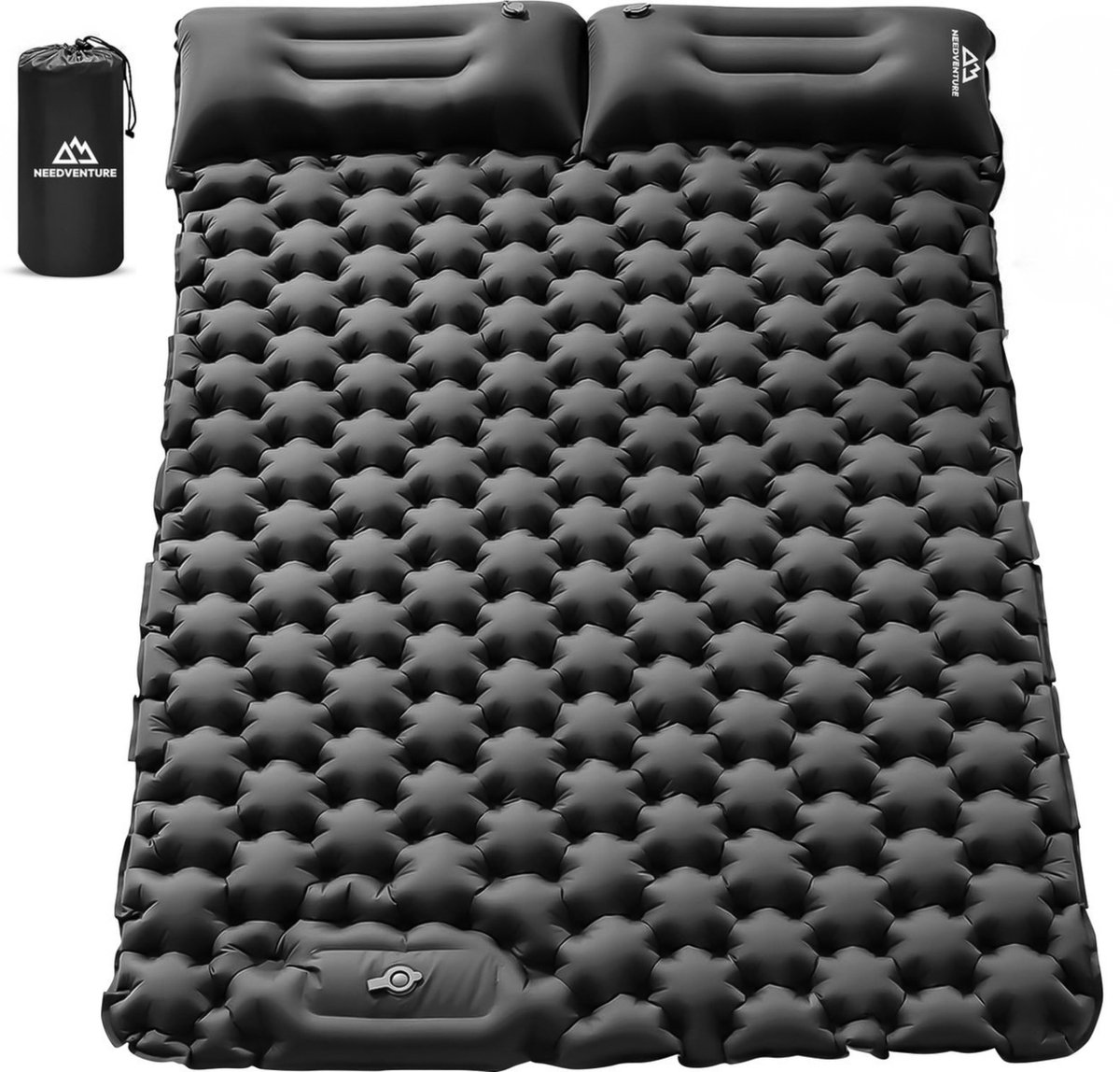 needventure® Slaapmat 2 persoons - Zelfopblazend door Ingebouwde Voetpomp - Slaapmatje - Camping Matras - Camping Bedje - Opvouwbaar Logeer Matras - Luchtbed - Luchtmatras - 2 Persoons