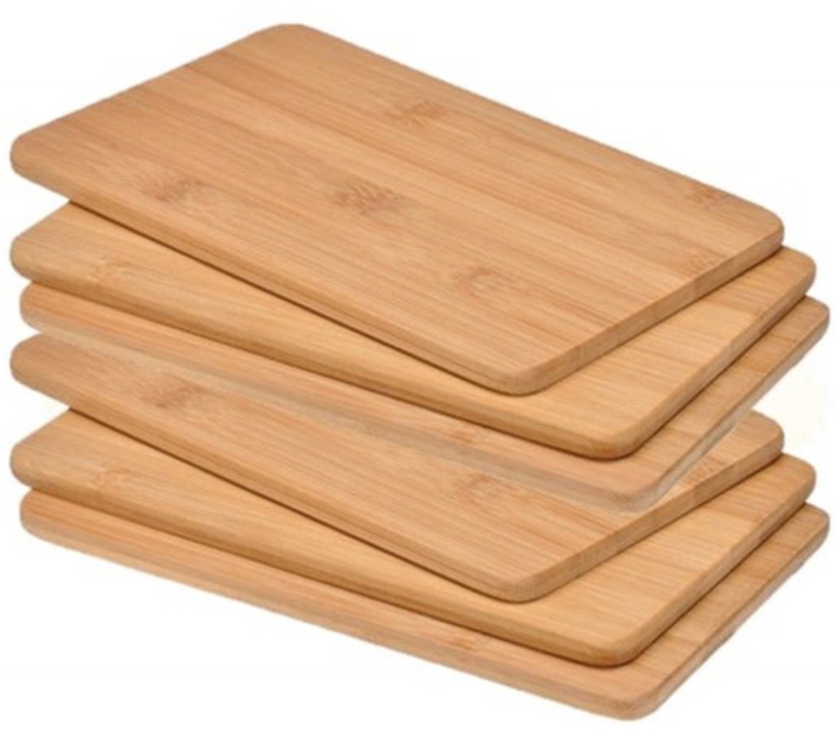 Snijplanken - 6x - 22 x 14 cm - bamboe hout - broodplanken - Serveer planken