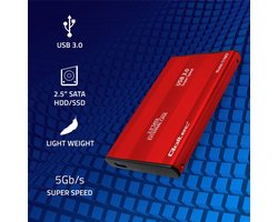 Qoltec Externe Harde Schijf Behuizing HDD/SSD 2.5'' SATA3 | USB 3.0 | Rood.