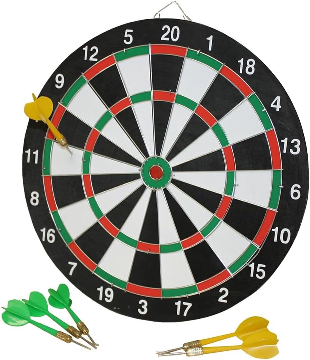 Dubbelzijdig Dartbord met 6 Dartpijlen en Speelinstructies - Perfect voor Thuis en Tuin