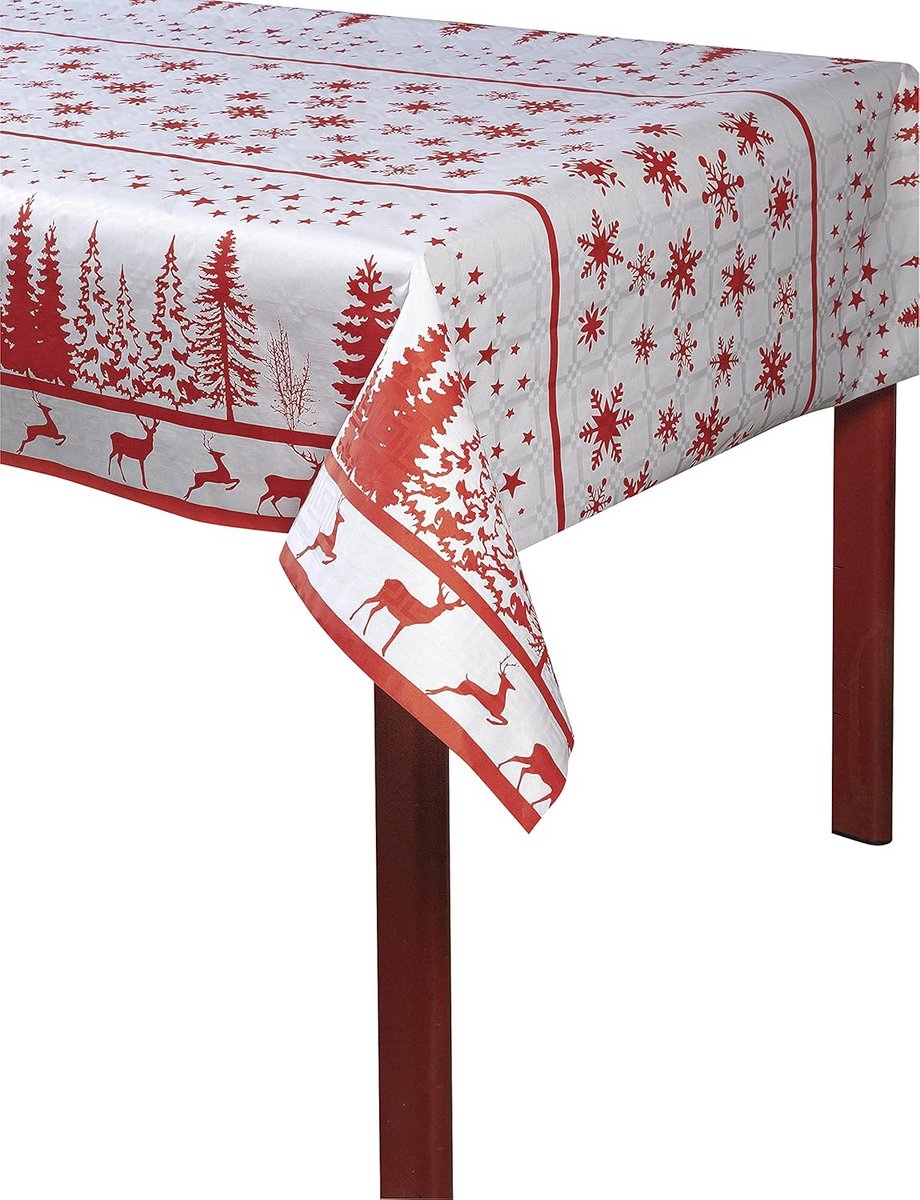 Wegwerp Tafelkleedrol Damast Papier Rood 25 Meter Lang voor Kerst en Feestdagen