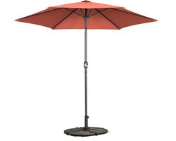 Oviala - Kantelbare rechte parasol van 3m met 4 gewichtsplaten terracotta - Matera