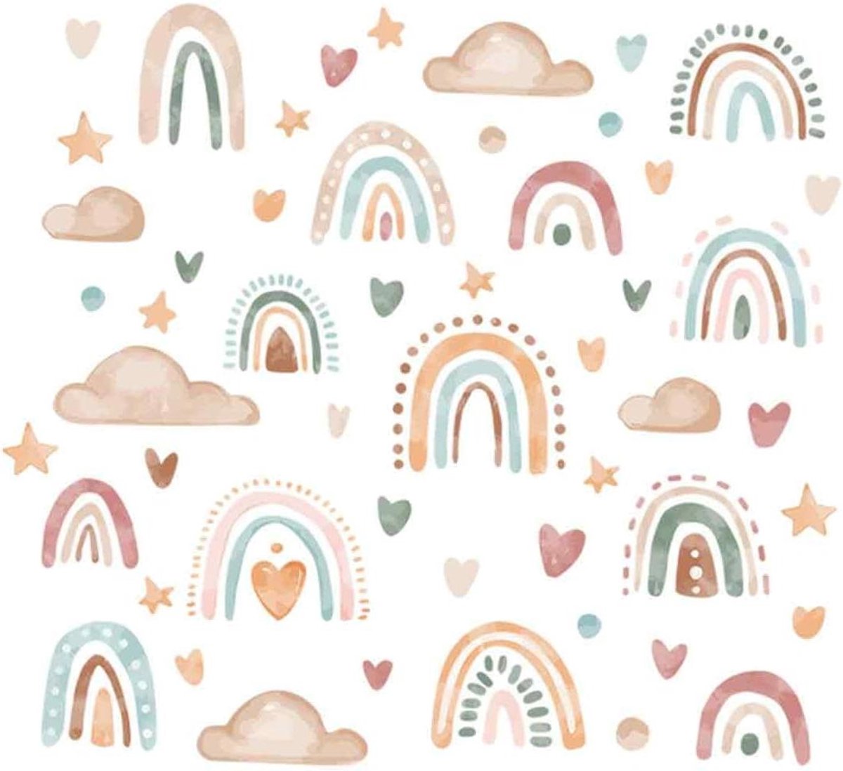 Regenboog muurstickers met hartjes voor kinderkamer decoratie