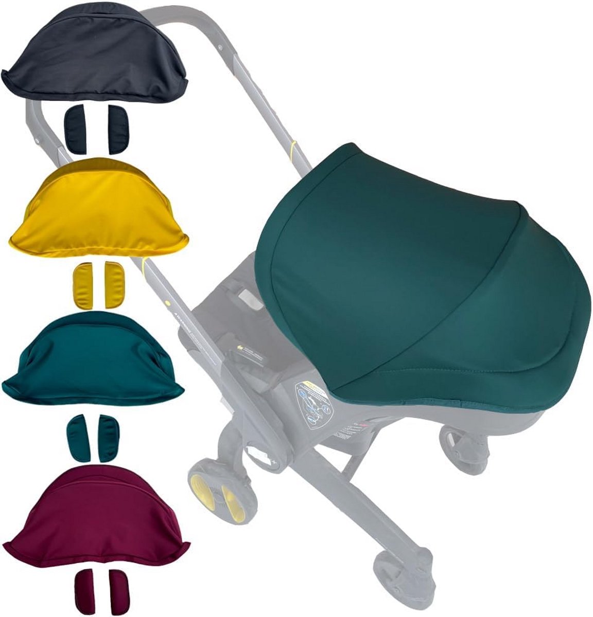 Universele Zonnekap voor Kinderwagen en Autostoel - Ademend en UV-Beschermend Zonnenscherm (Groen)