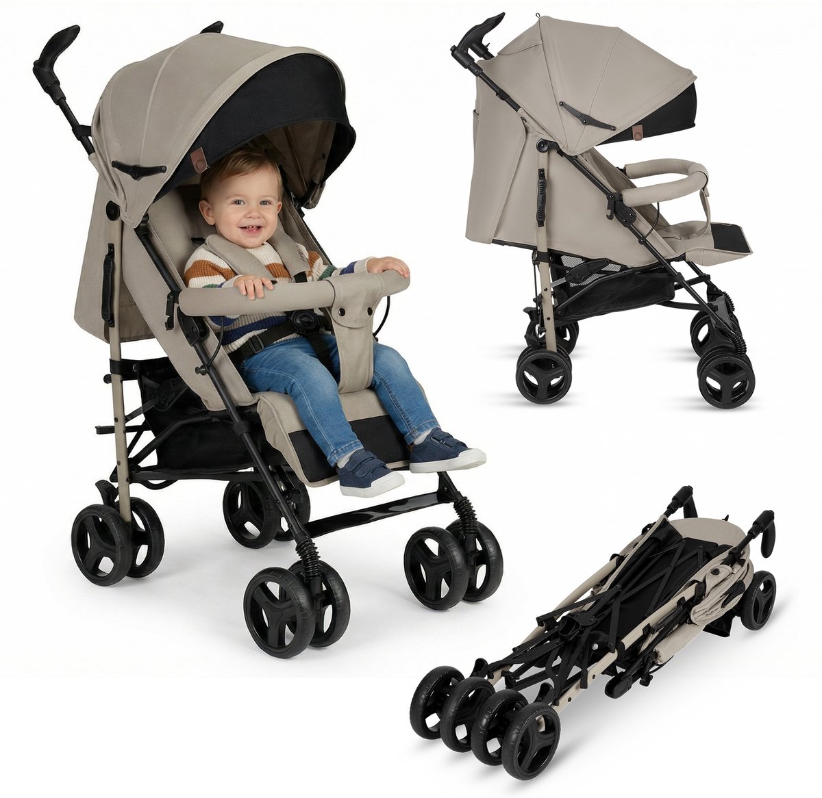 Lionelo Irma - Buggy - Wandelwagen- Lichte 7kg - tot 15 kg - Geveerde wielen - 360° - tot 5 jaar - Opbergmand - Verstelbare handgreep - Snel inklapsysteem - Compact formaat van Lionelo