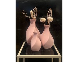 Studio Vaseo Flowa Happy roze – Set van 3 Vazen – 3D Geprint – Duurzaam Ontwerp
