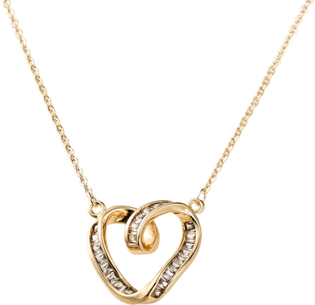 Decopatent - Halsketting Ketting Dames met open Hart - Harten Schakelketting Verstelbaar van 40 tot 45 Cm - Nikkelvrij - Kettingen met bedel hanger vrouw - Elegant Cadeau - Goudkleurig