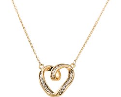 Decopatent - Halsketting Ketting Dames met open Hart - Harten Schakelketting Verstelbaar van 40 tot 45 Cm - Nikkelvrij - Kettingen met bedel hanger vrouw - Elegant Cadeau - Goudkleurig