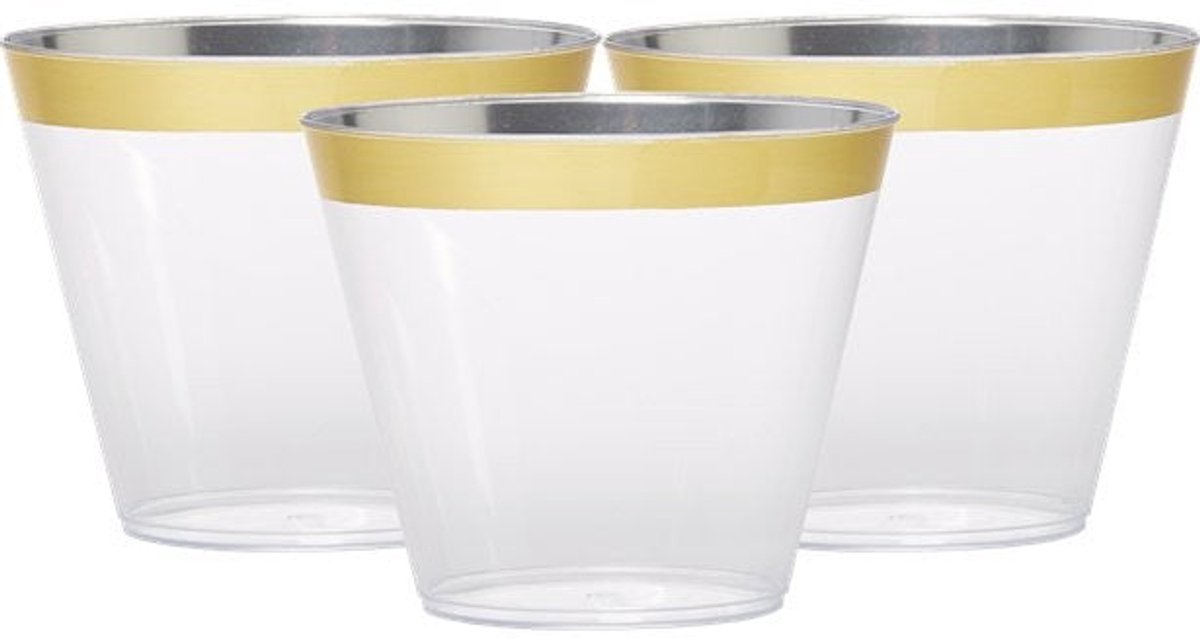 6 bekers met gouden versiering 256ml