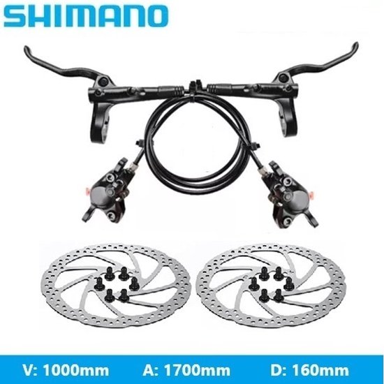 Shimano Hydraulische schijfremset MT200 Voor + Achter compleet inclusief 160mm remschijven — afbeelding 3