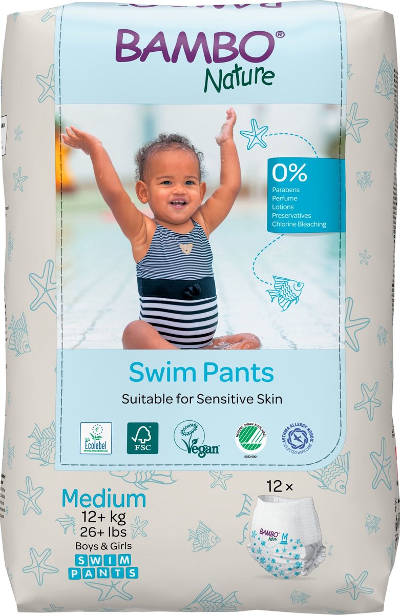 Bambo Nature Zwemluierbroekjes Medium 12+ kg 12 stuks