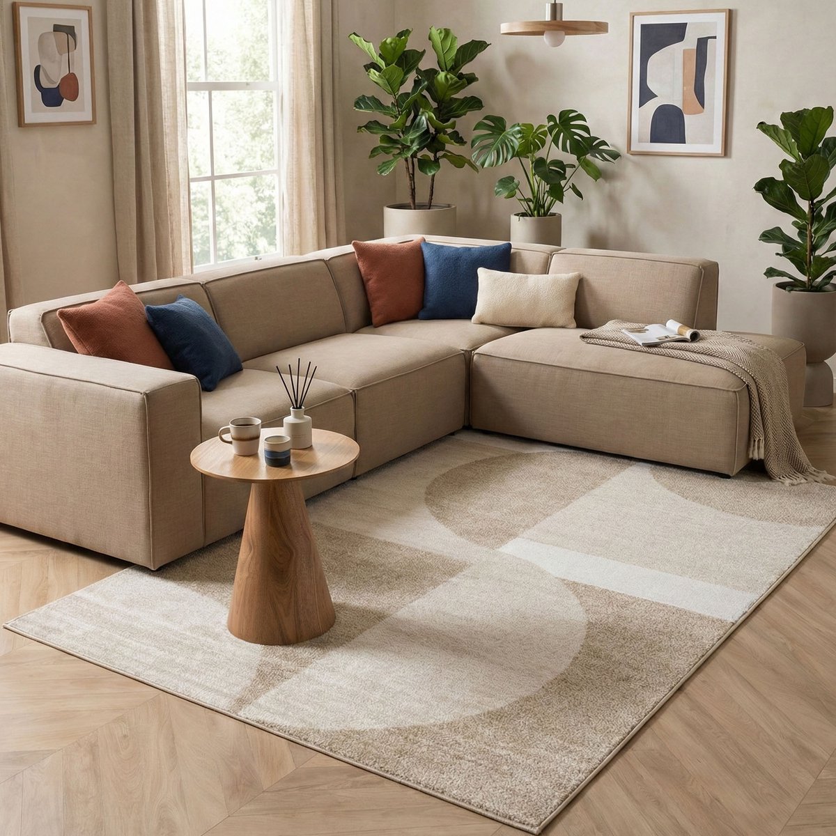 flycarpets Belos Vloerkleed Scandinavisch - Beige / Crème - Laagpolig Tapijt Loper - 80x140 cm