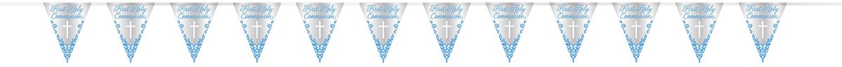 Feestelijke Blauwe Communie wimpelketting 2,74m