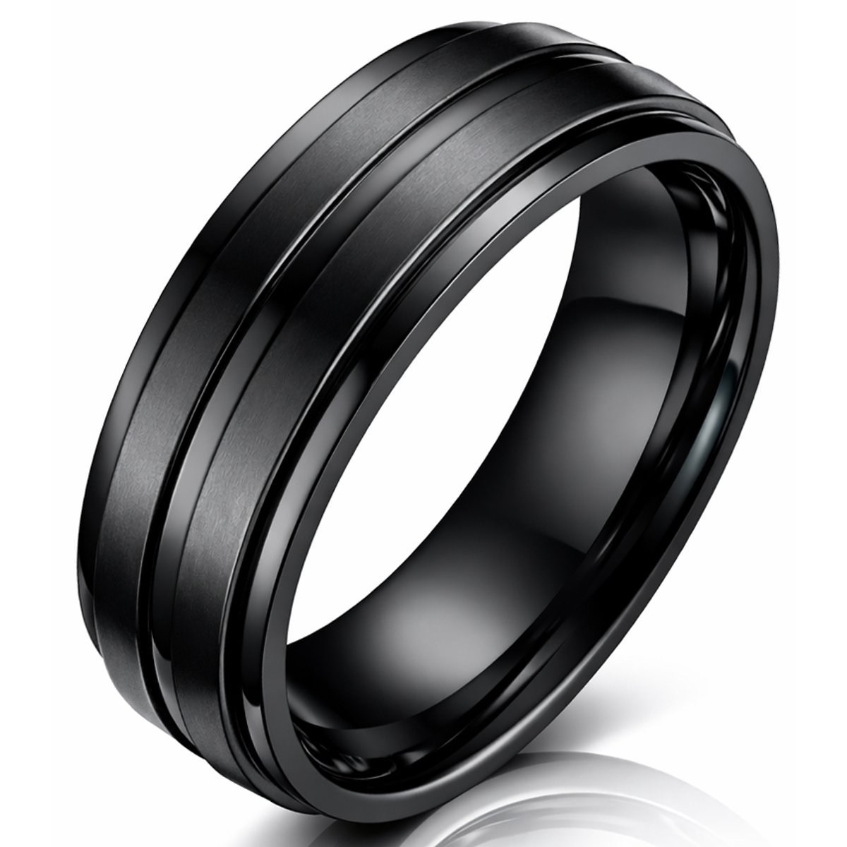 Titanium heren ring Zwart 8mm-19mm