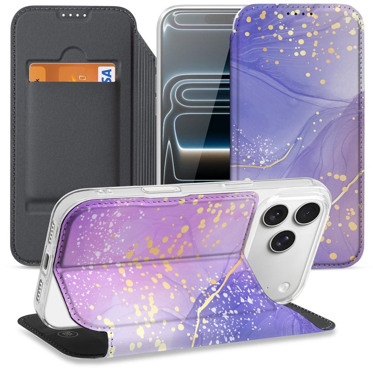 Apple iPhone 17 Pro Max Standcase Hoesje Watercolor Paars