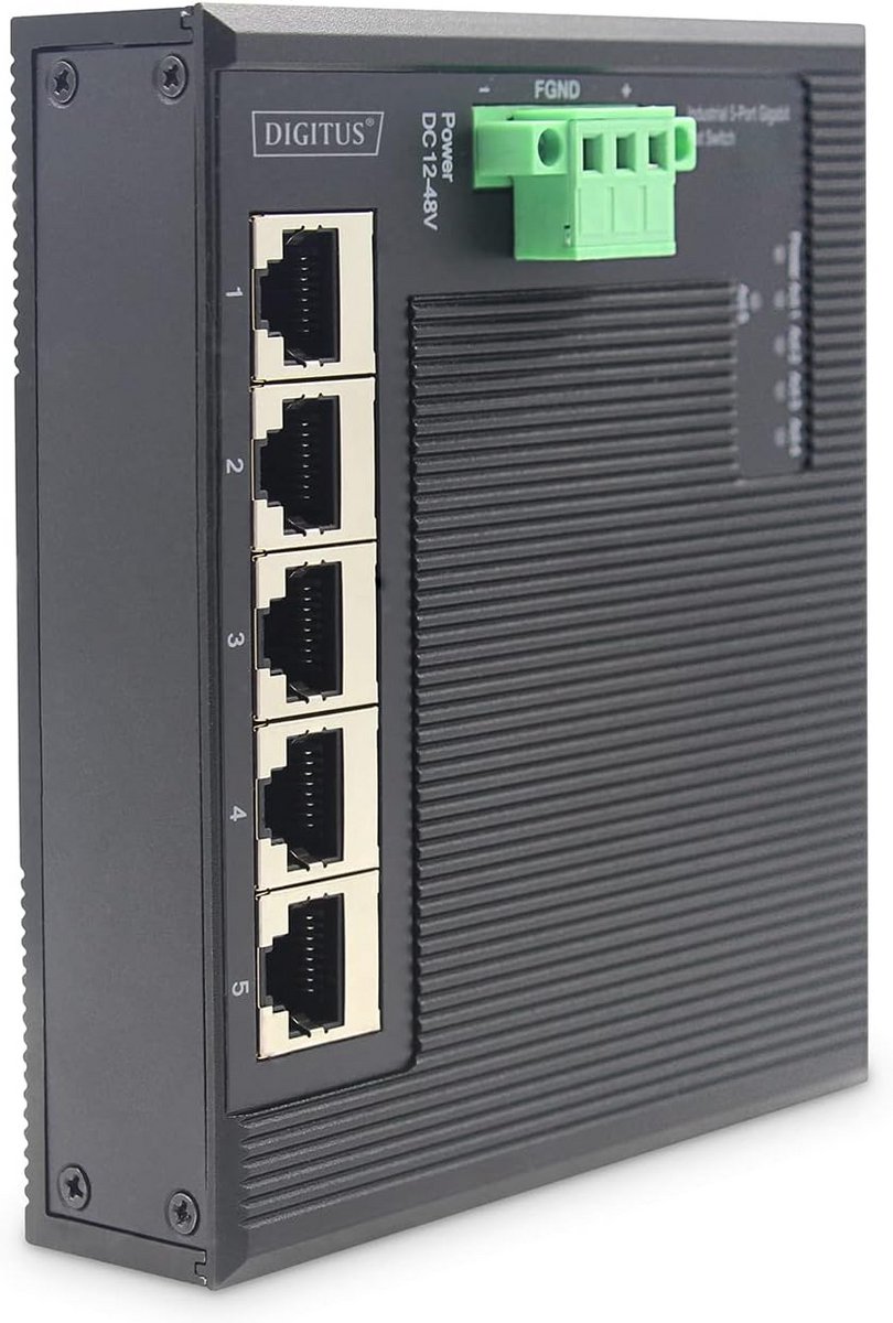 Industriële Gigabit Netwerk Switch 5 Poorten - Robuust & Vlak Ontwerp