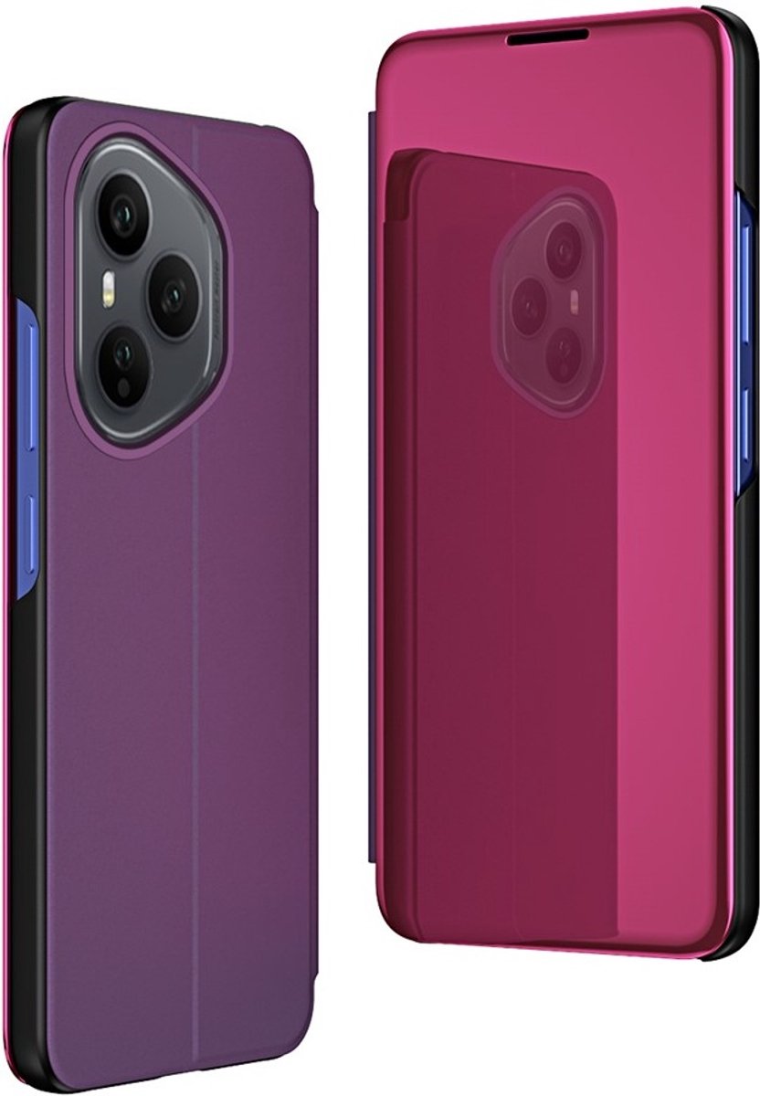 Hoesje geschikt voor HONOR 400 Pro - Phonesta Smart View Mirror Book Case - Paars